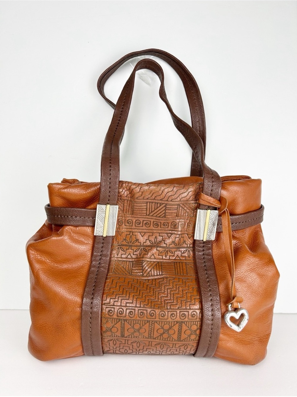 Brighton Acoma Sayan Desert Sunset Leather Brown Tan Purse Shoulder Bag